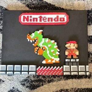 Nintendo Pixel Perler Art Panel – Black, Red, Green, Orange, White homemade art